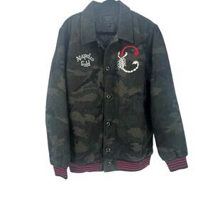 Acapulco Gold Men's Camouflage Wool Bomber Jacket Long Sleeve Green Size XL NWOT